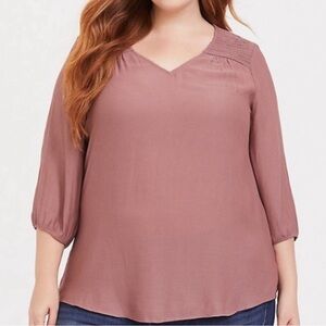 TORRID SMOCKED CREPE BLOUSE